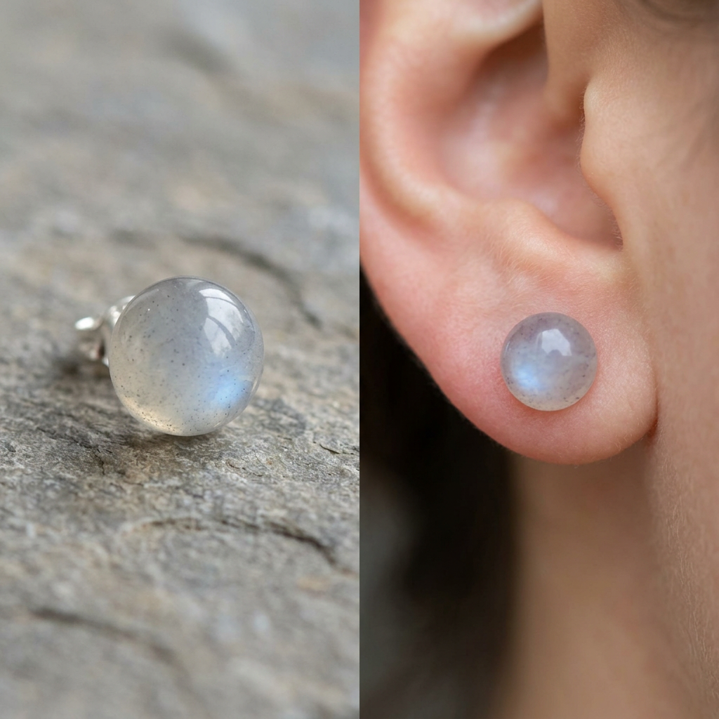 Orecchini Moonstone su pietra