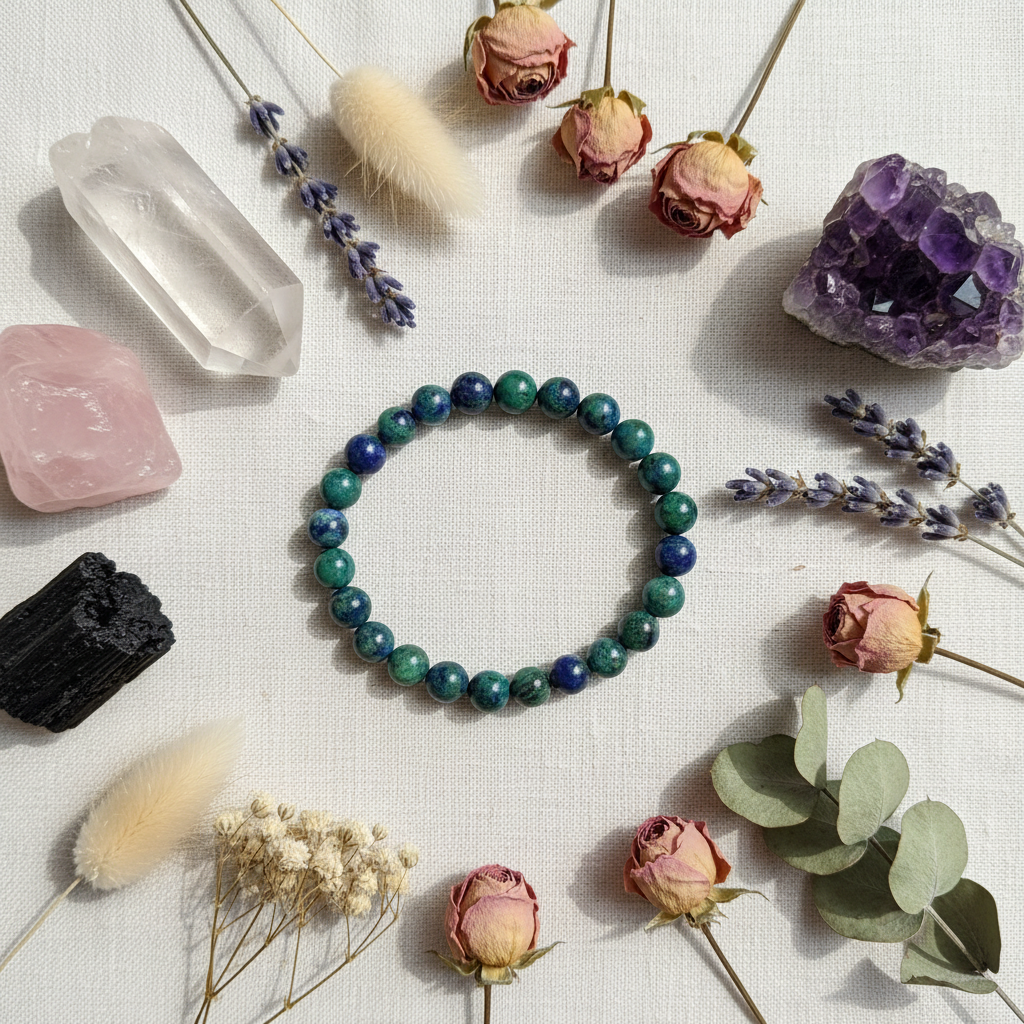 Bracciale Crisocolla - Flat lay editoriale