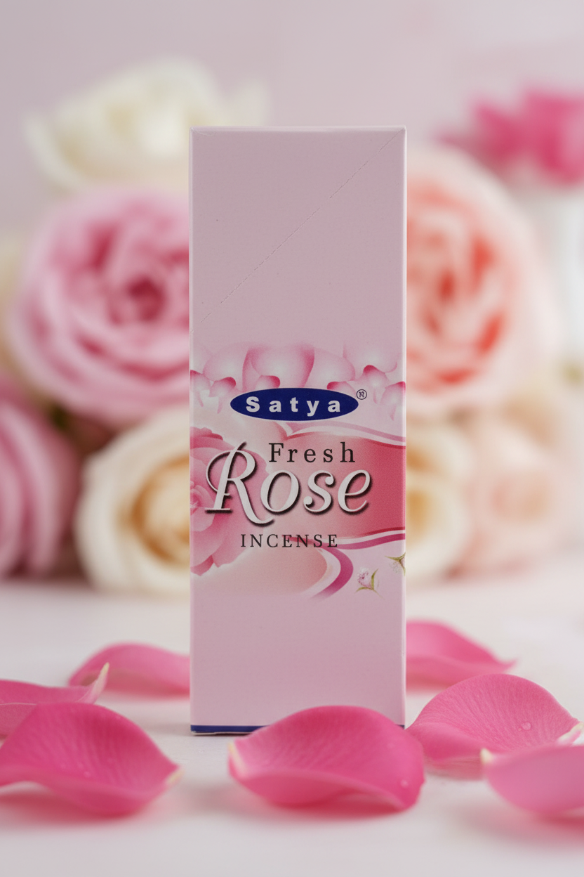 Satya Fresh Rose Incense - macro close-up