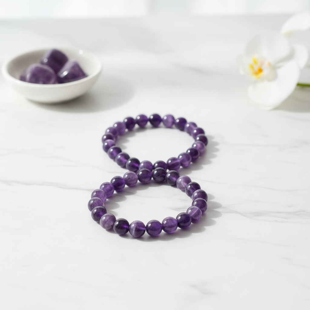 Bracciale Ametista - Product shot su marmo