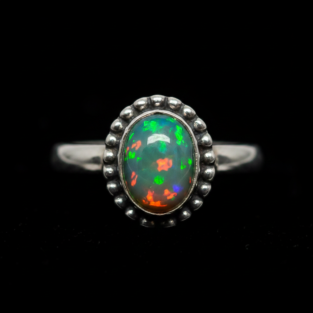Anello Opale Arlecchino - Macro close-up