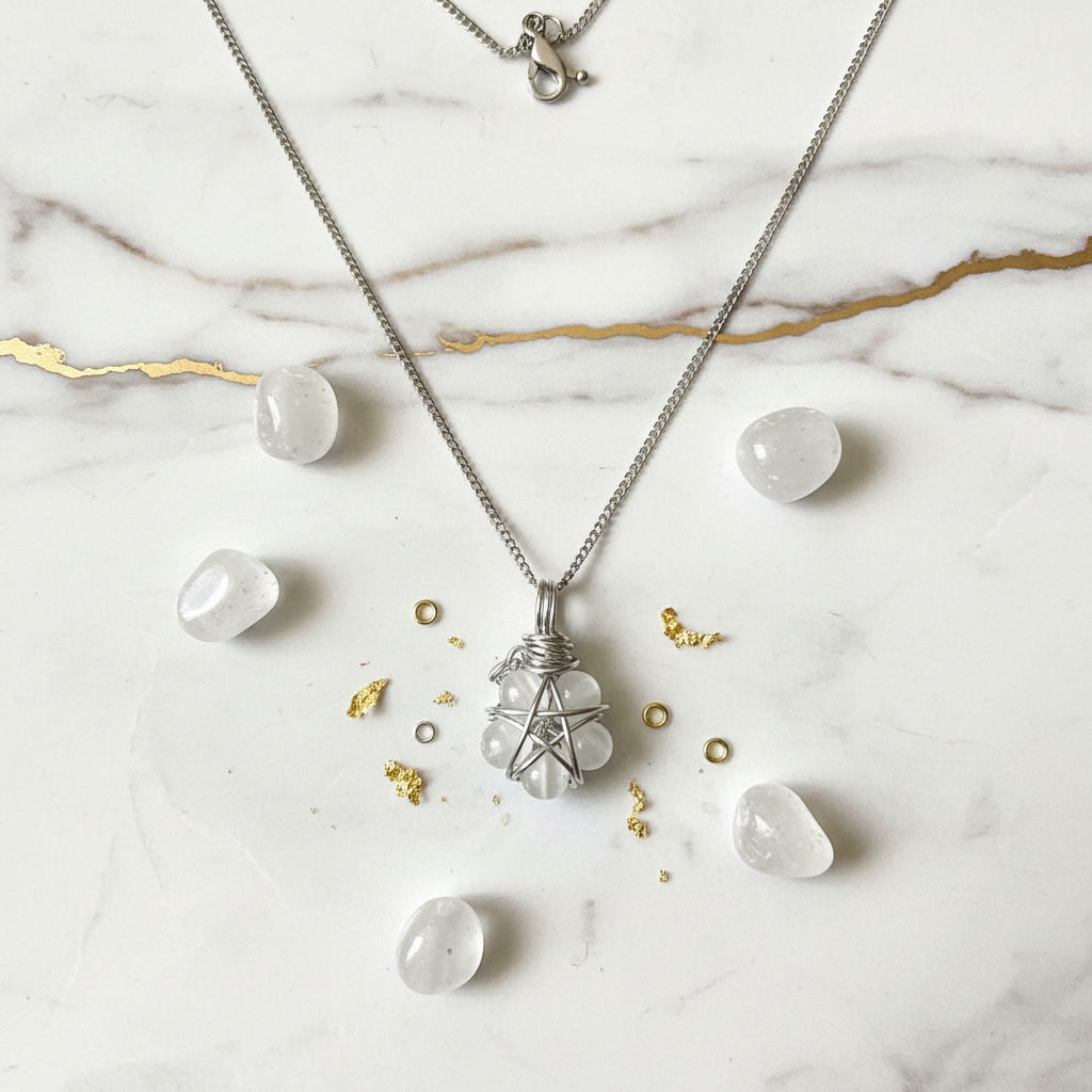 Collana Selenite su marmo bianco