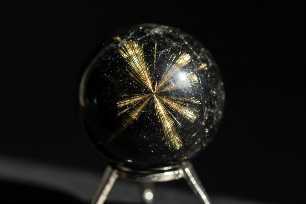 Macro dettaglio inclusioni dorate Astrofillite