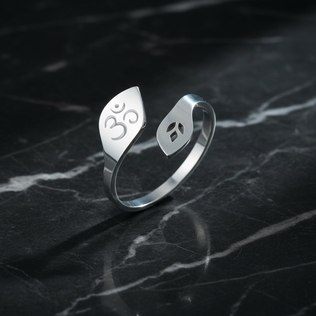 Anello Om - Marmo nero