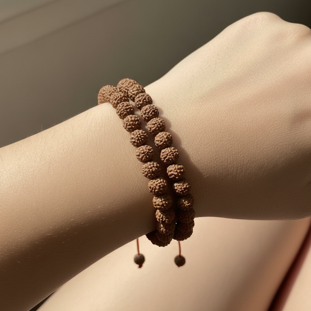 Bracciale rudraksha - indossato al polso