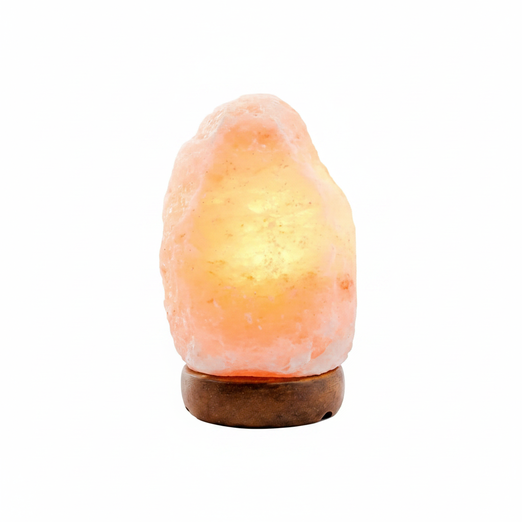 Lampada di sale Himalaya naturale su sfondo bianco