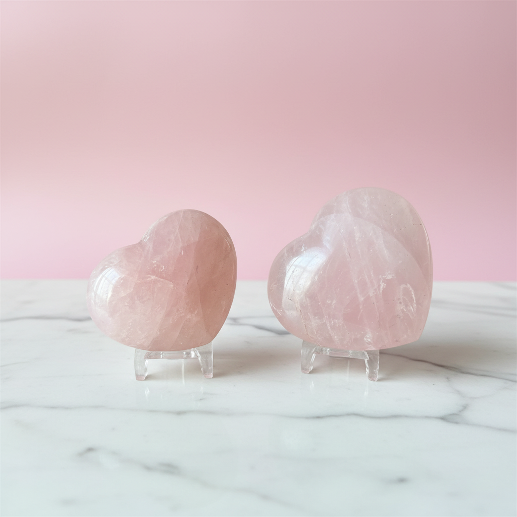 Cuori Quarzo Rosa - Editoriale Minimalista