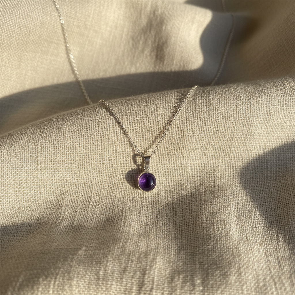 Collana con Ciondolo in Argento e Ametista Naturale