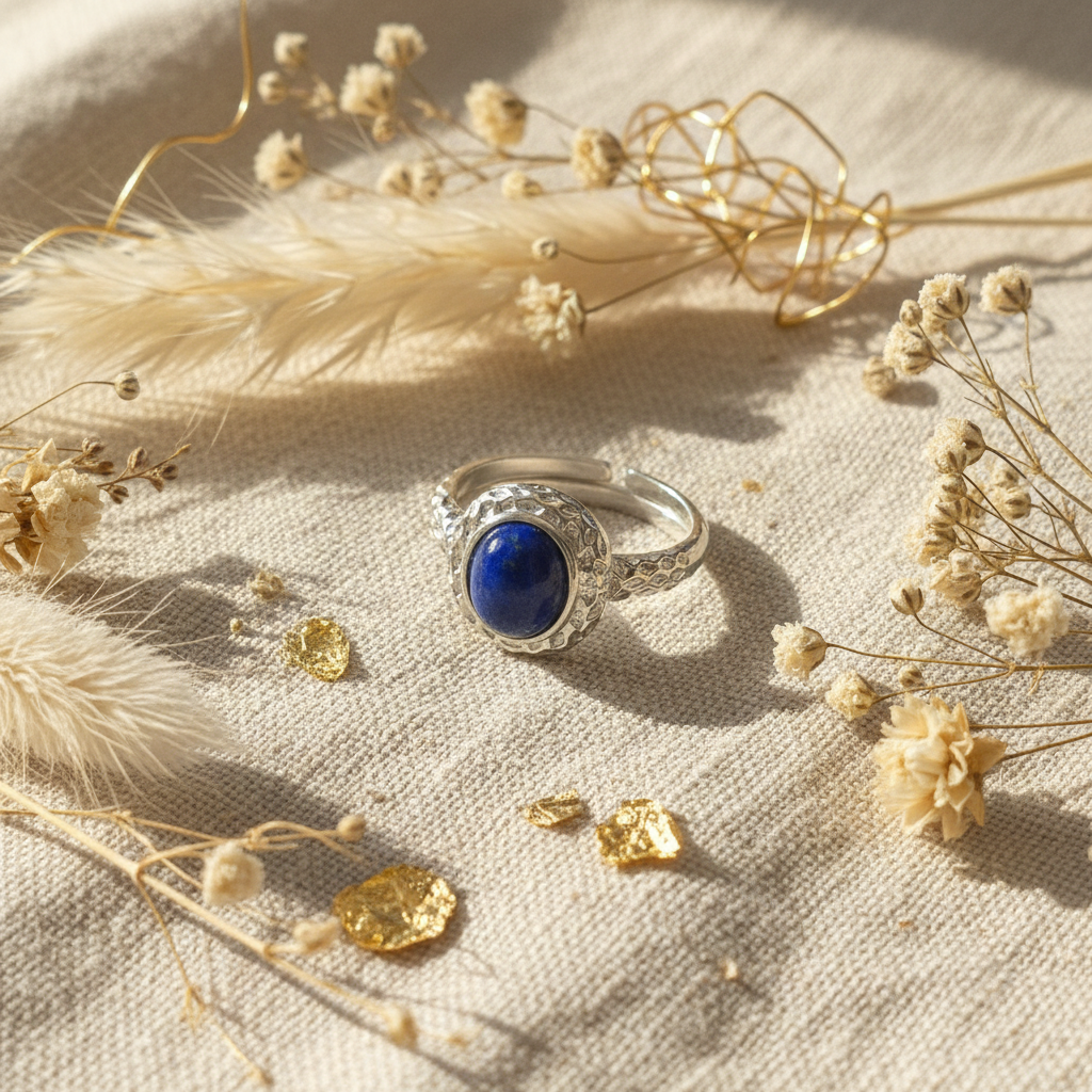 Anello lapislazzuli composizione fiori