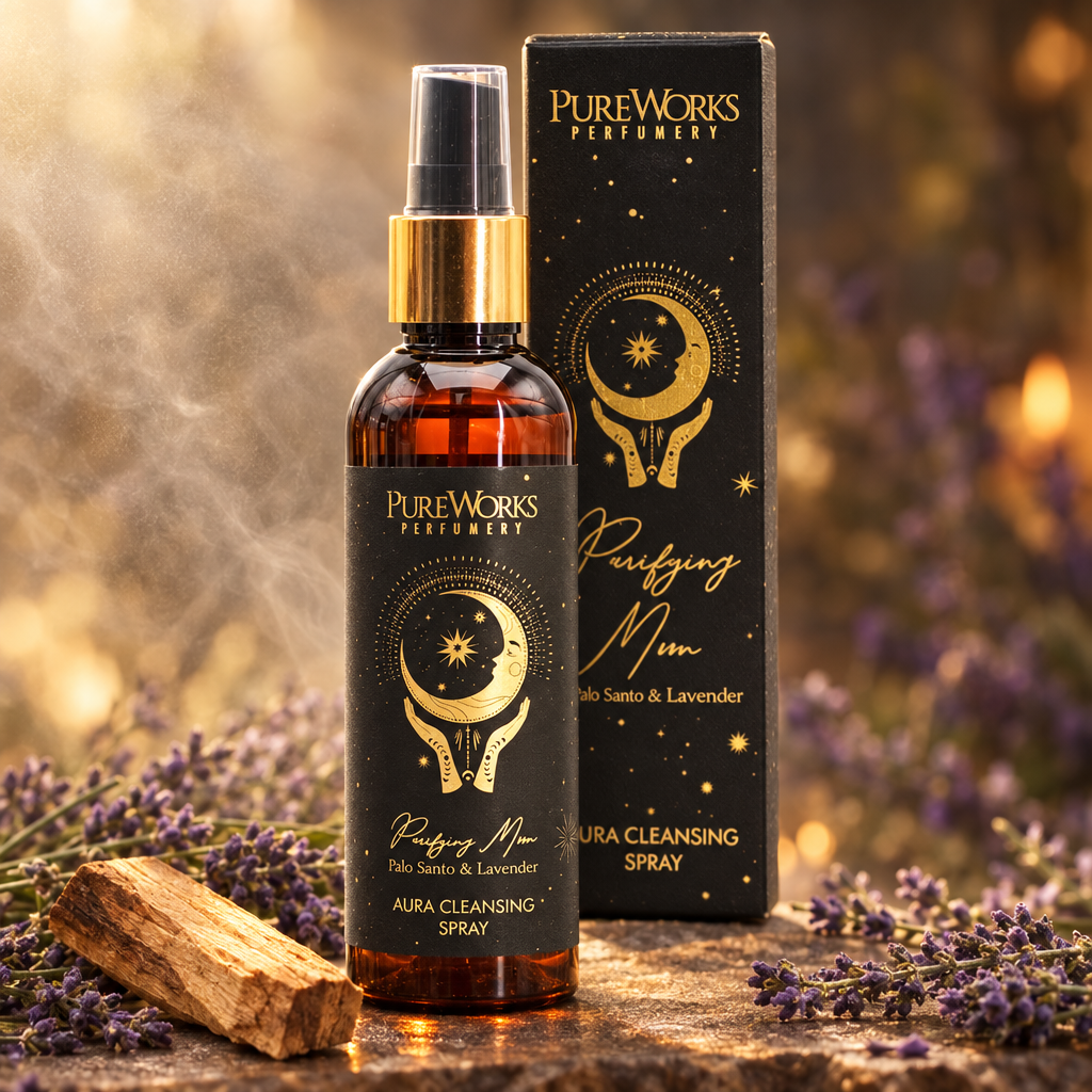 Spray Luna Purificatrice Palo Santo e Lavanda in composizione ambientata