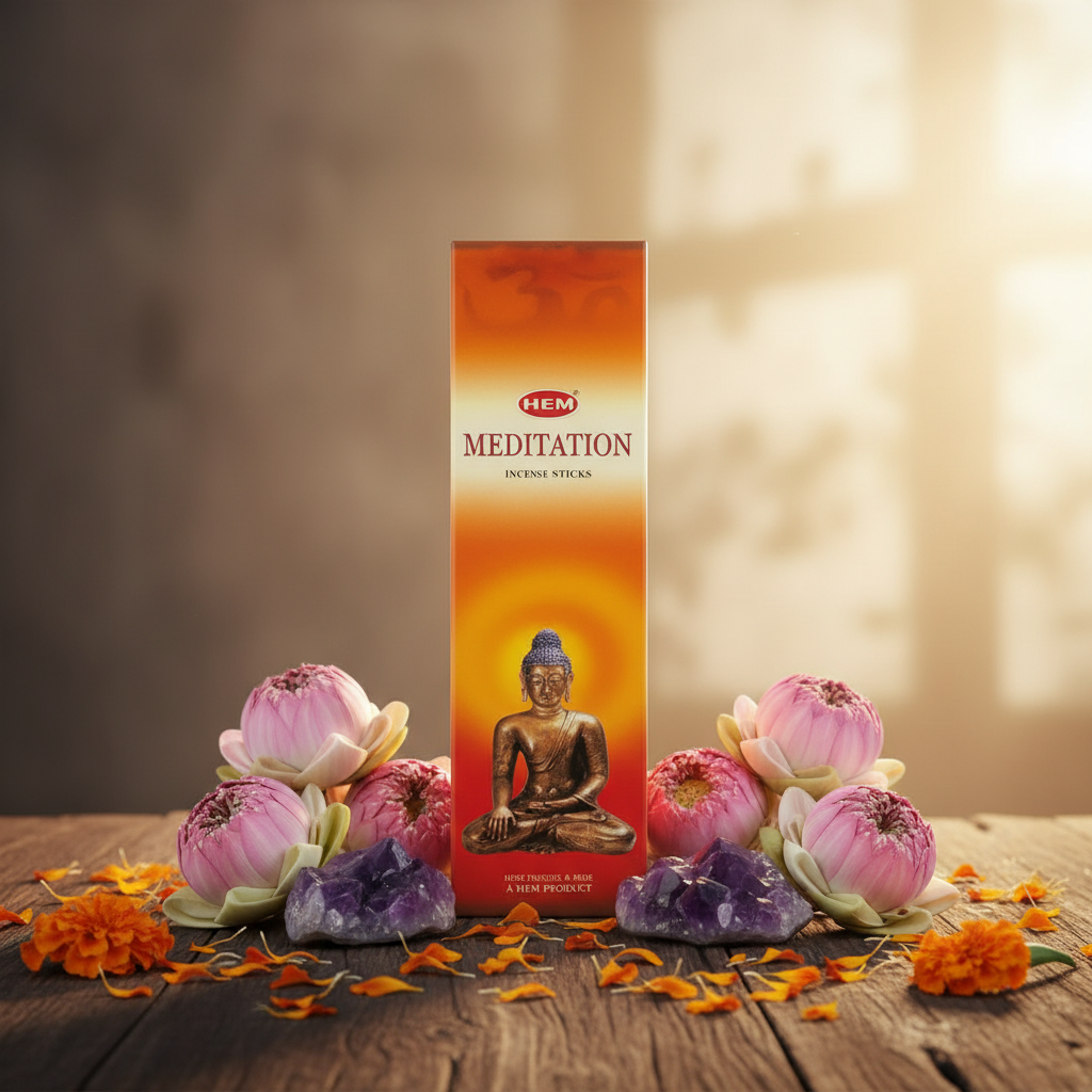 HEM Meditation - composizione con fiori e cristalli