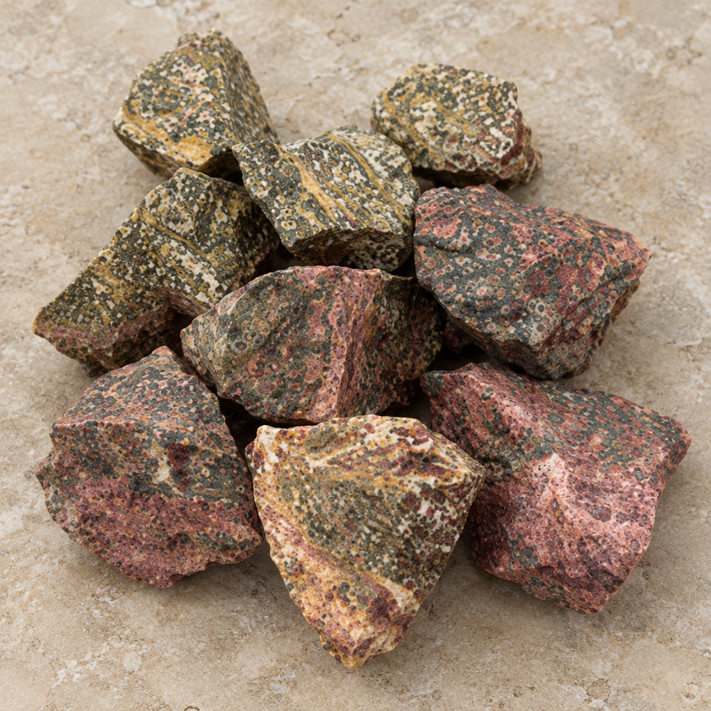 Assortimento di diaspro pelle di leopardo grezzo