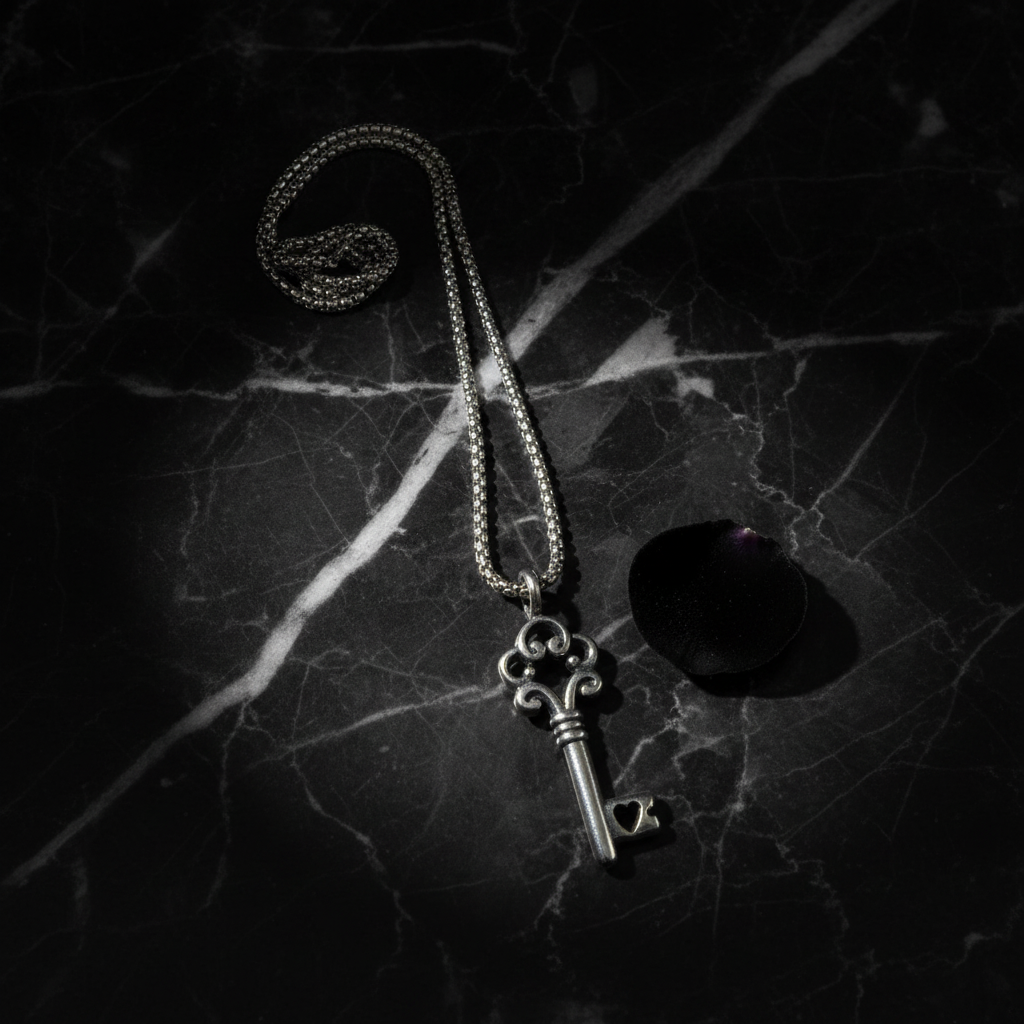 Collana Chiave Gotica con Cuore - marmo nero
