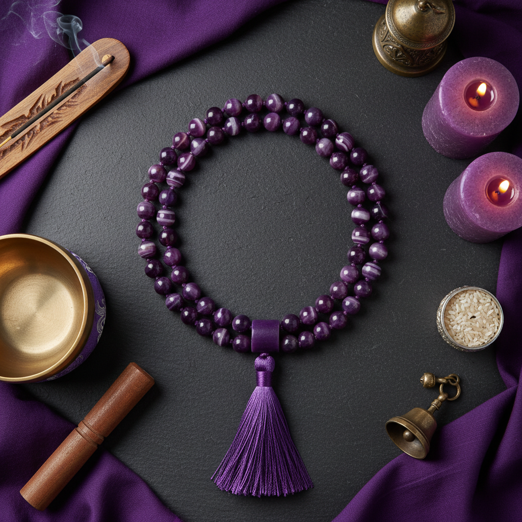 Japamala agata viola - composizione rituale