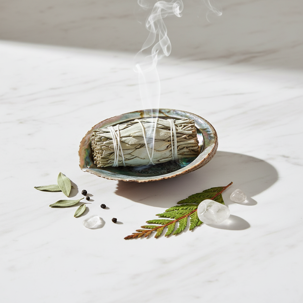 Conchiglia abalone - flatlay marmo bianco