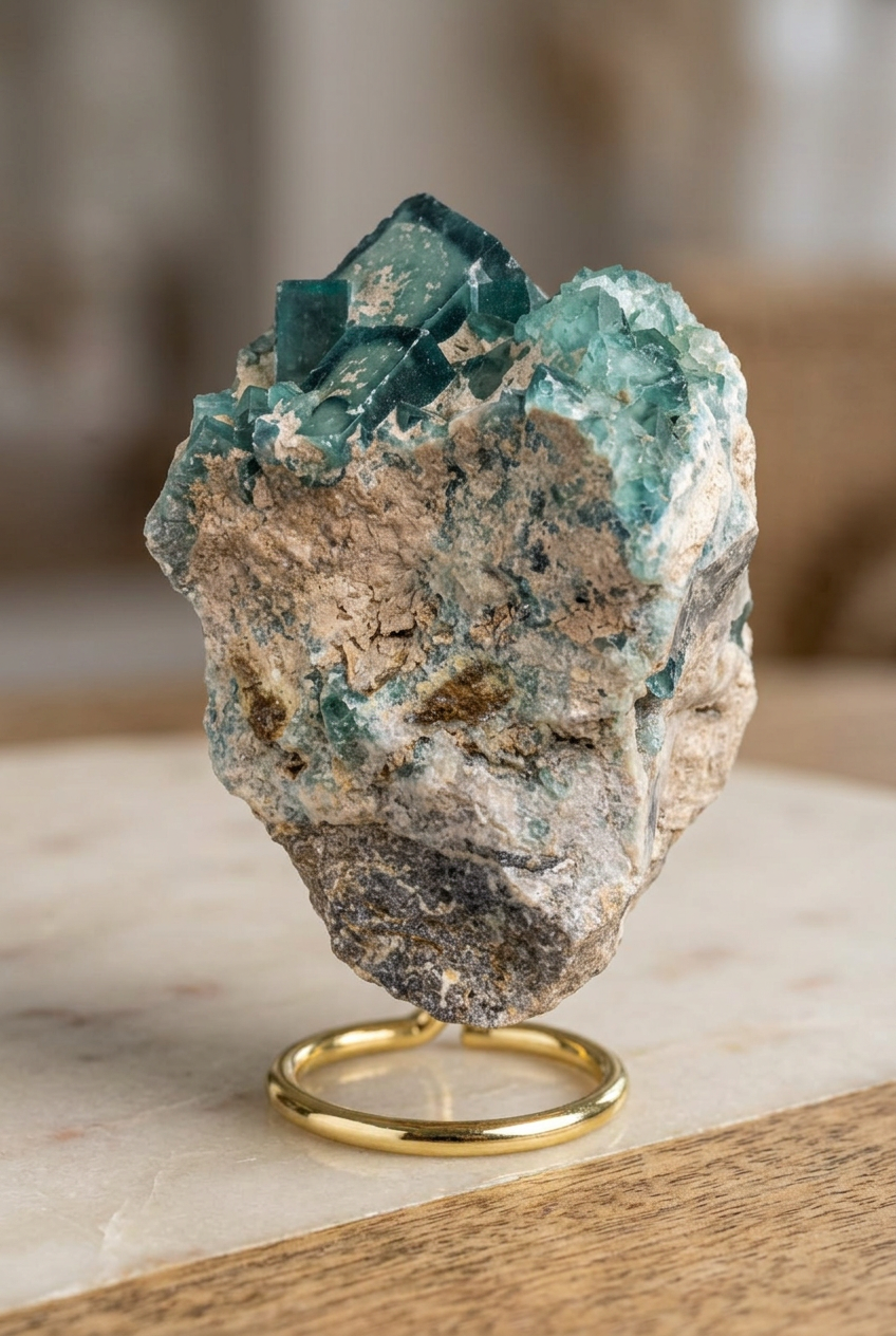 Fluorite verde esemplare 2, primo piano senza bordi