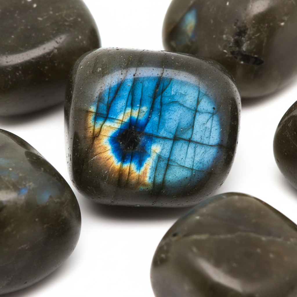 Macro close-up labradorite tumbled