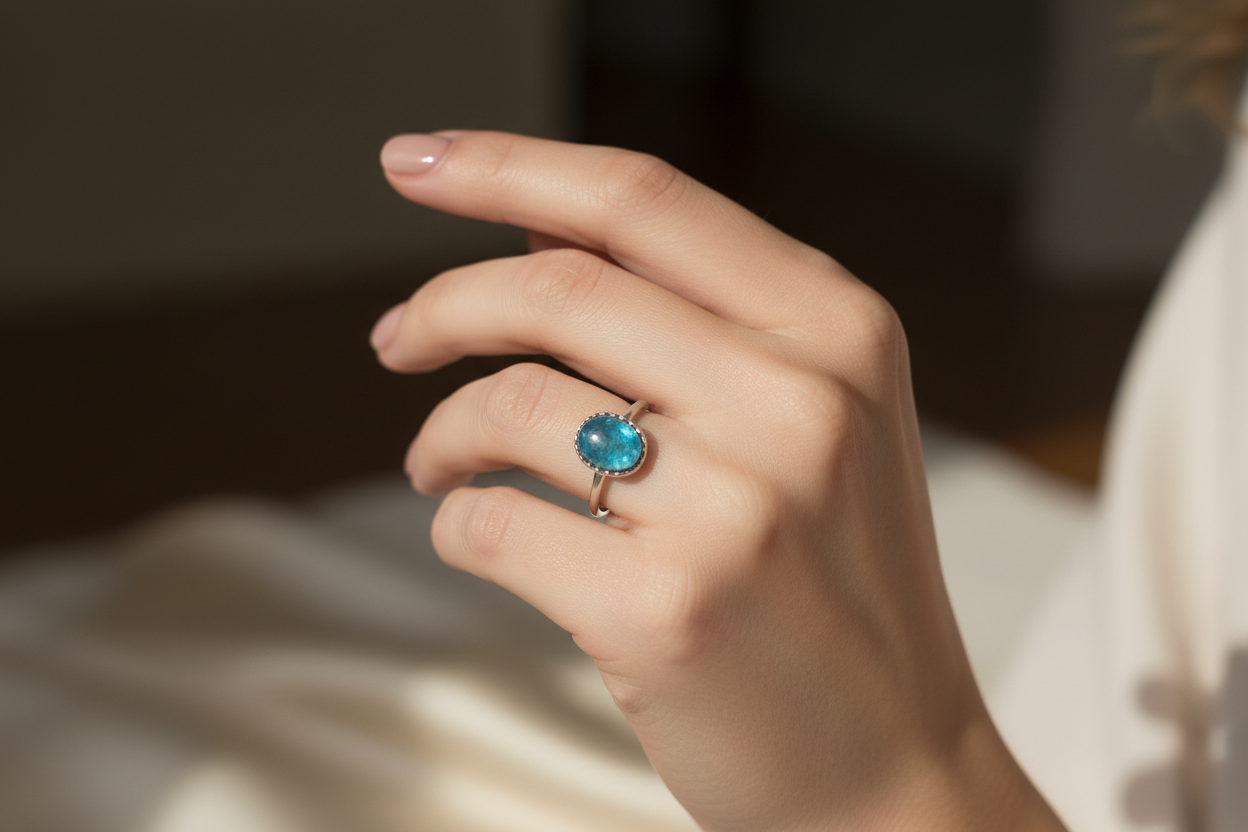 Anello apatite indossato - lifestyle shot