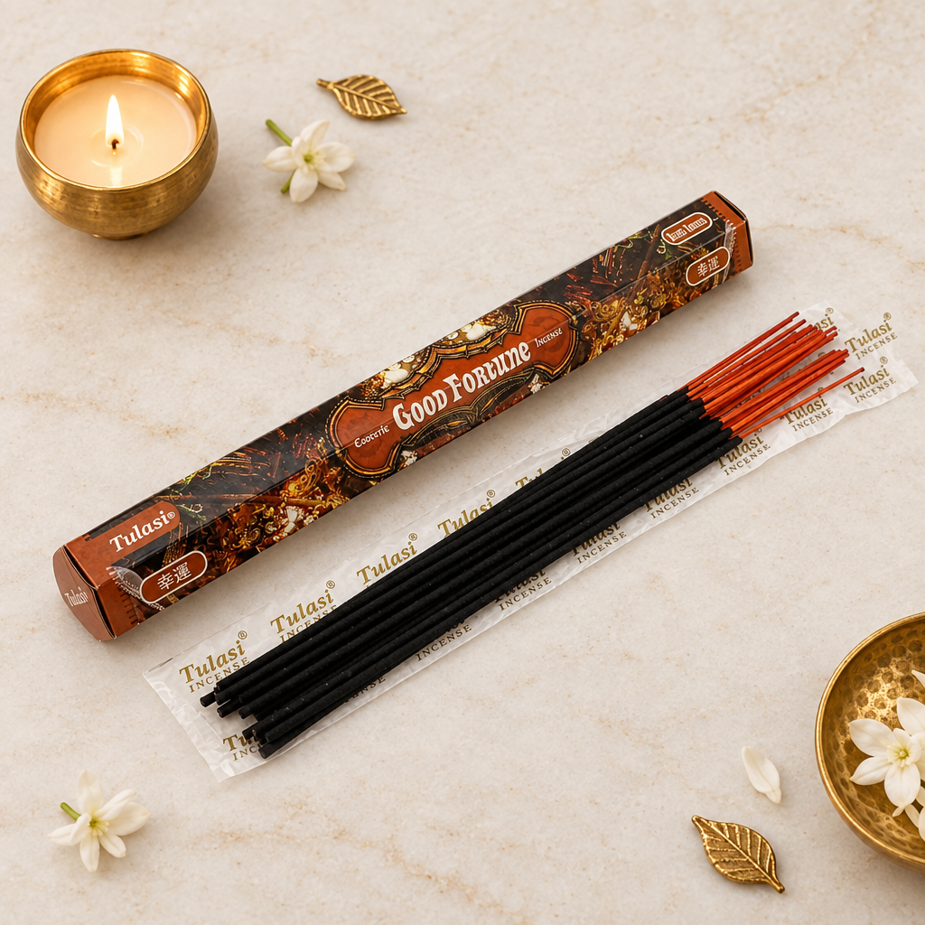 Incenso Tulasi Good Fortune in composizione rituale