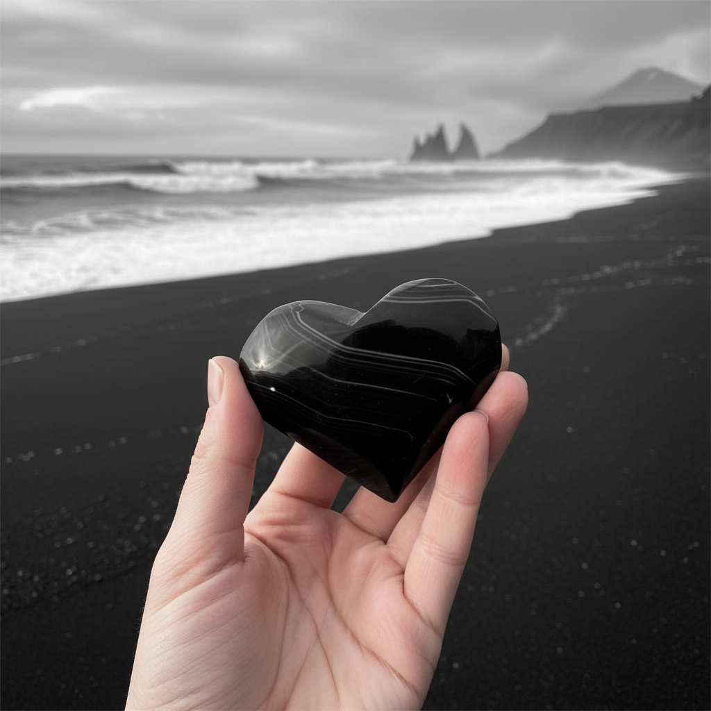 Cuori Agata Nera - Mano Spiaggia Nera