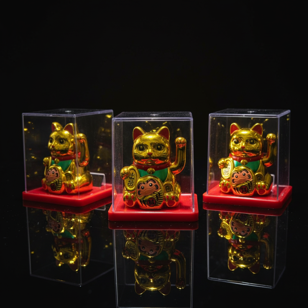 Maneki Neko dorato - sfondo scuro