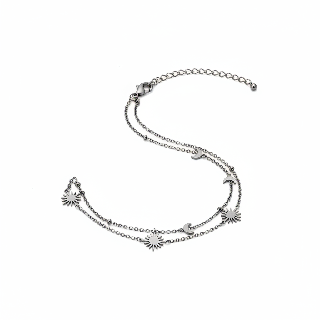 Cavigliera sole e luna - sfondo bianco