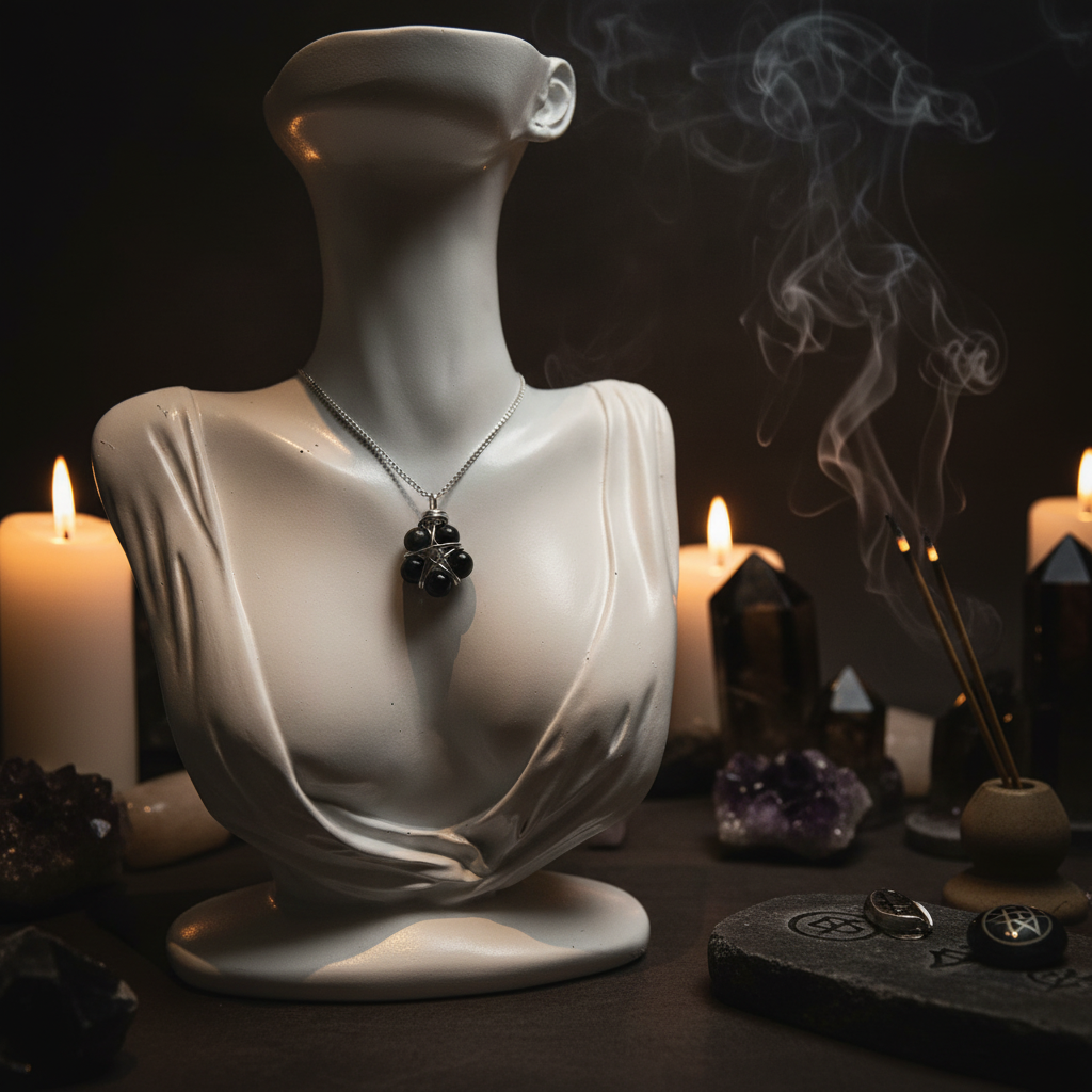 Collana Ossidiana Silver atmosfera esoterica