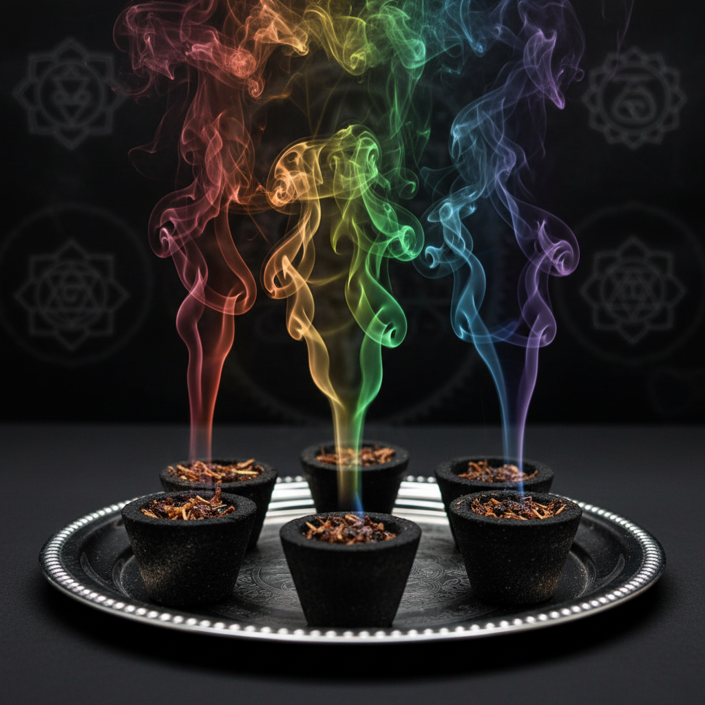Carboncini con fumo arcobaleno chakra