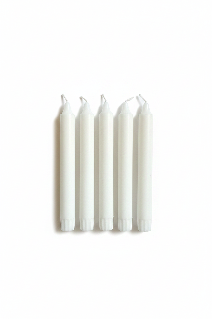 Candele Bianche 20cm - shot frontale sfondo bianco
