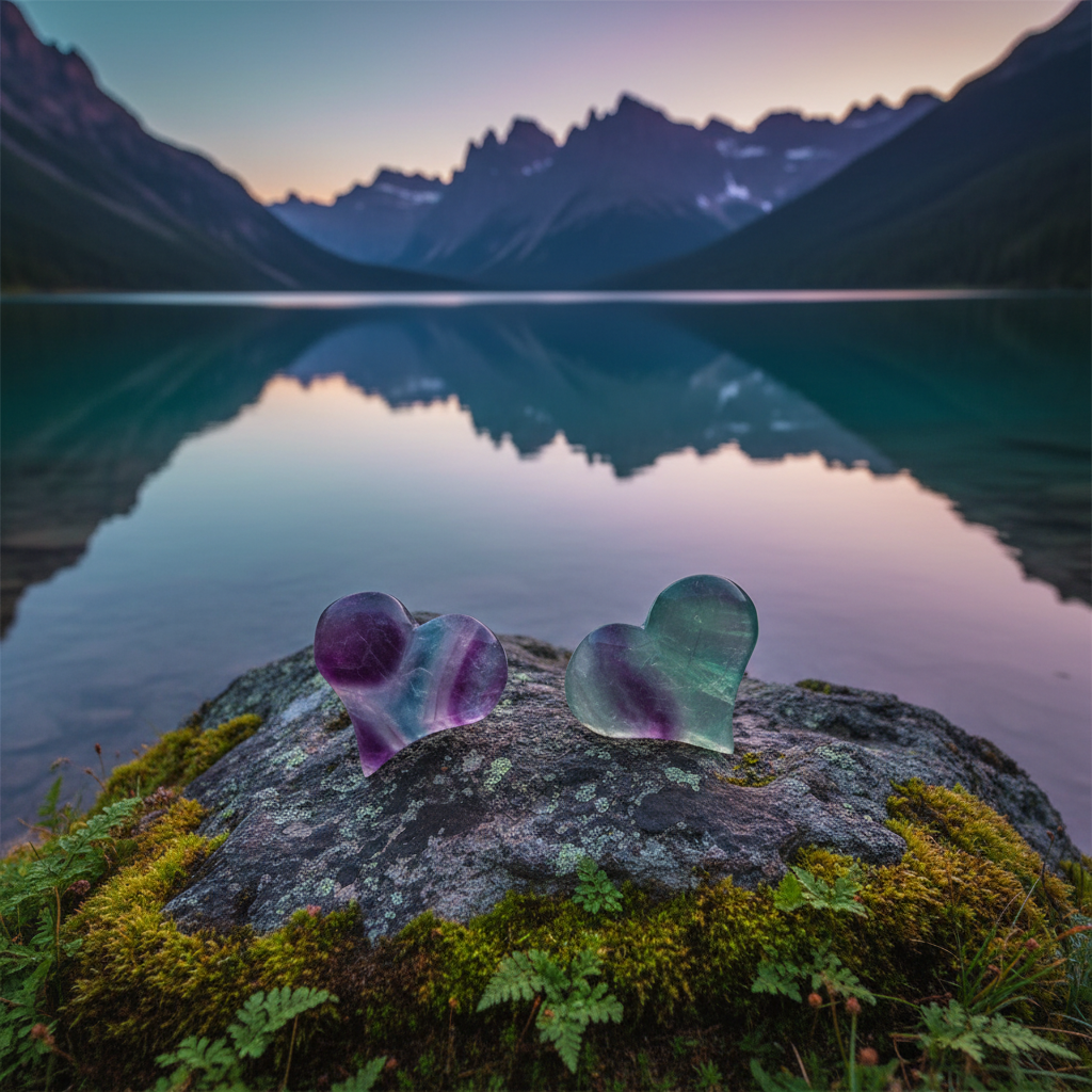 Cuori Fluorite Rainbow - Lago Montagna
