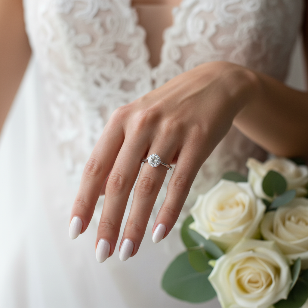 Anello Solitario in Argento con Moissanite - indossato