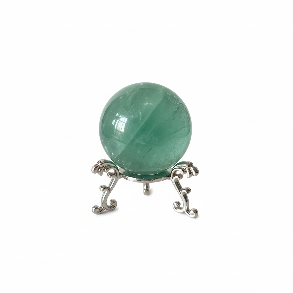 Sfera Fluorite Verde sfondo bianco