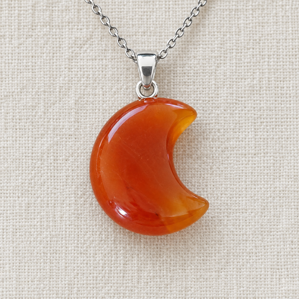Collana Luna in corniola su lino