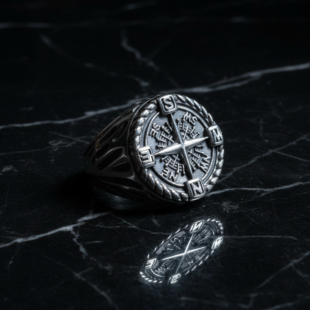 Anello Rosa Venti - Marmo nero