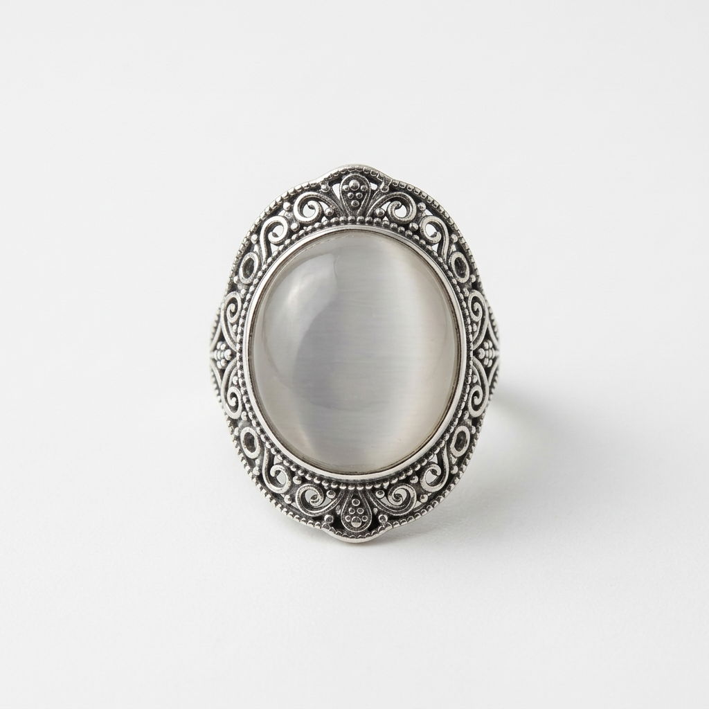 Anello Moonstone con luce morbida