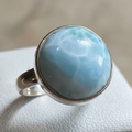 Anello Larimar Naturale Rotondo macro pattern oceano