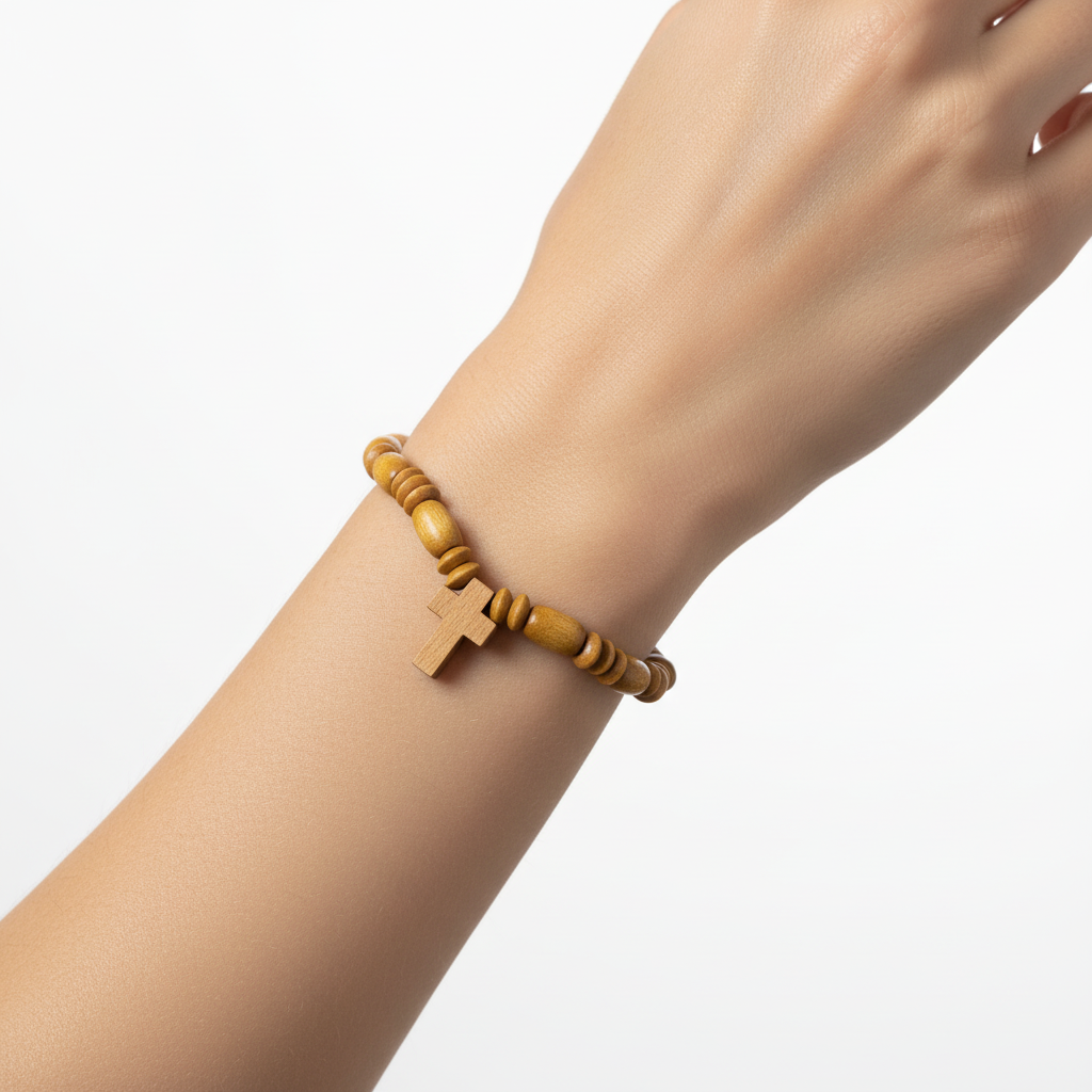 Bracciale Rosario Elastico indossato al polso
