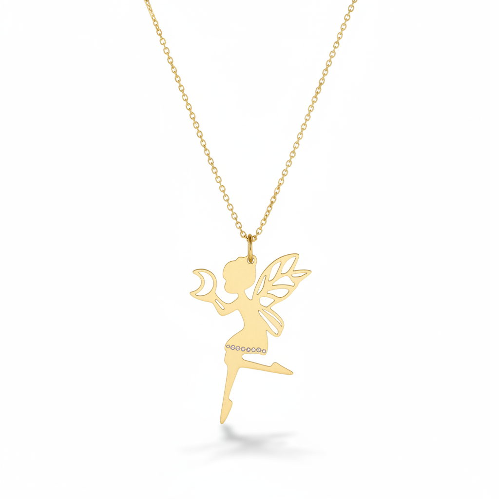 Collana Fata con Luna - variante gold sfondo bianco