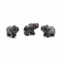 Mini Elefante Ossidiana Silver Sheen sfondo bianco
