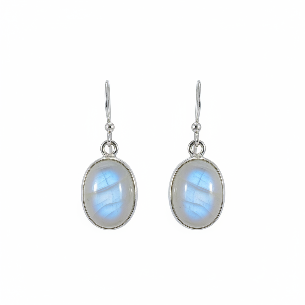 Orecchini Pendenti in Argento con Labradorite Bianca Rainbow