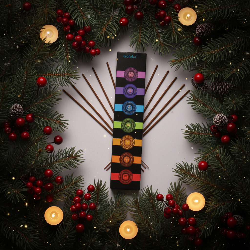 Goloka Chakra Incense - box centrato con stick a ventaglio