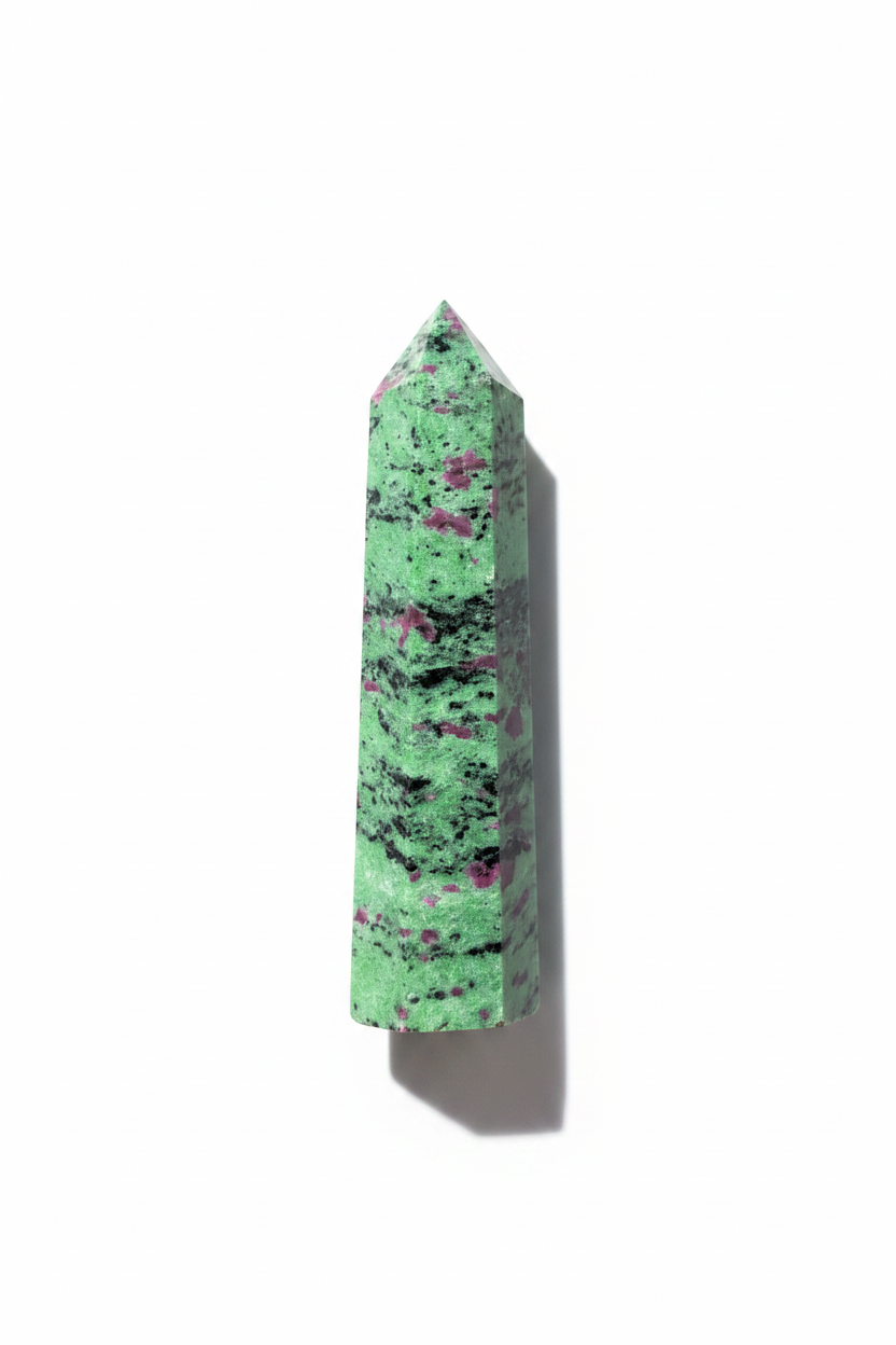 Torre ruby zoisite - flatlay orizzontale sfondo bianco
