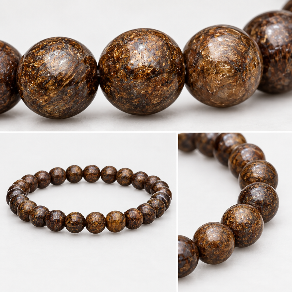 Dettaglio delle perle in bronzite
