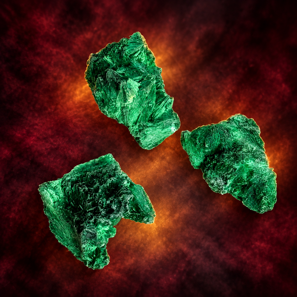 Malachite fibrosa su bordeaux