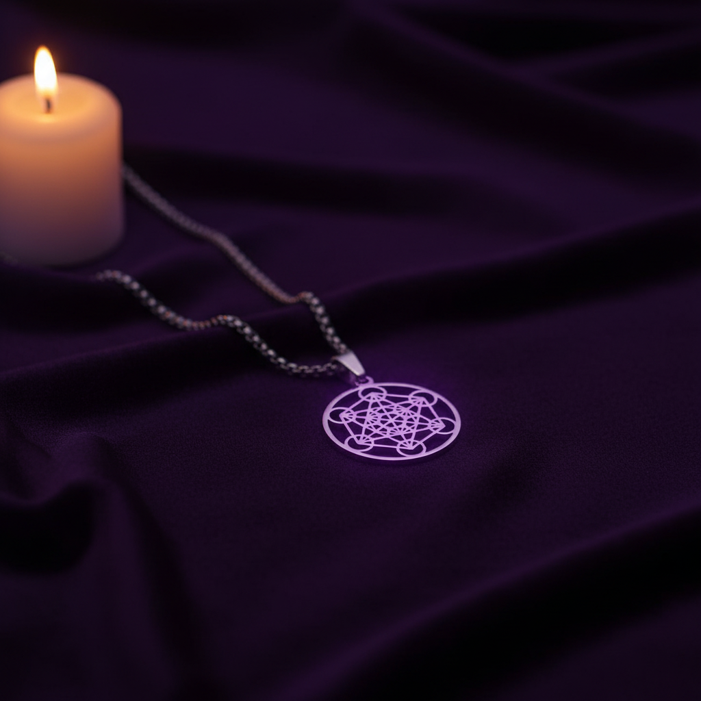 Collana Metatron su velluto scuro con candele