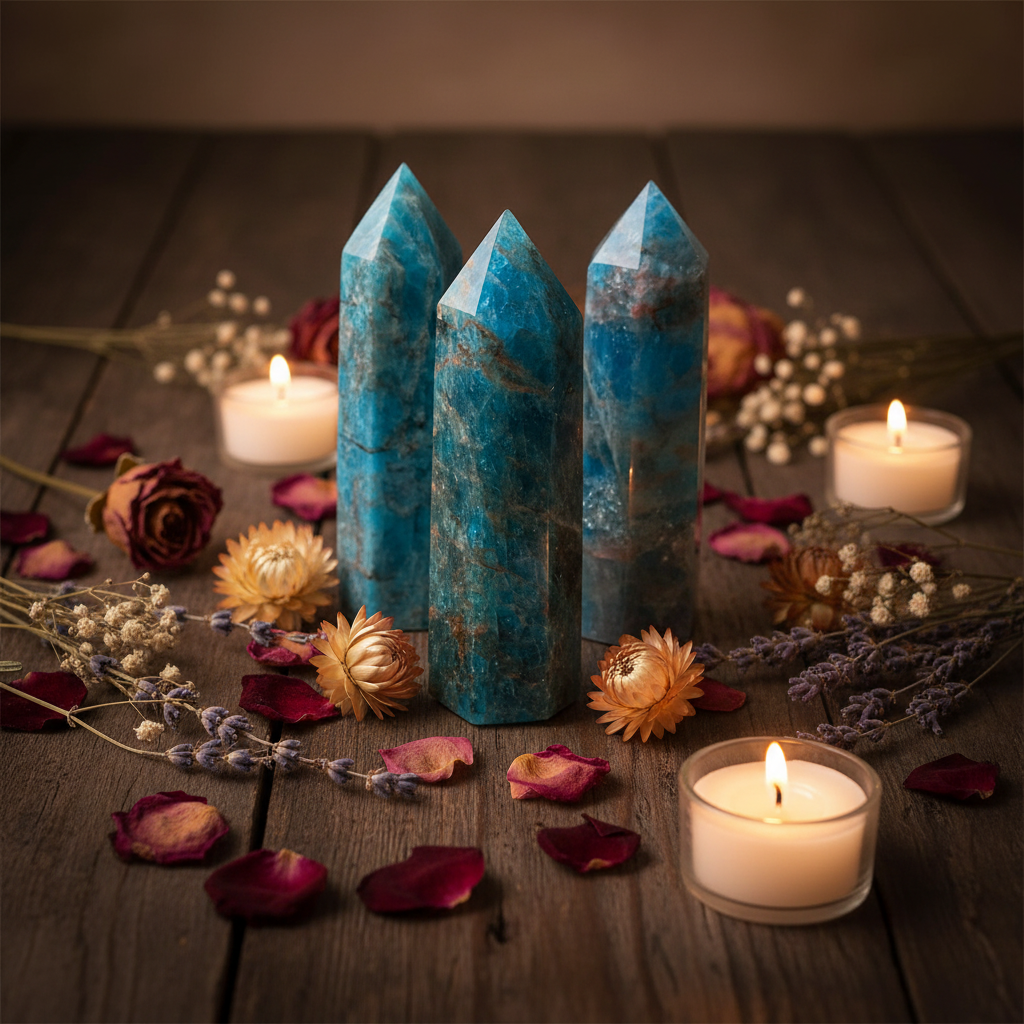 Torre di apatite blu - rituale con candele