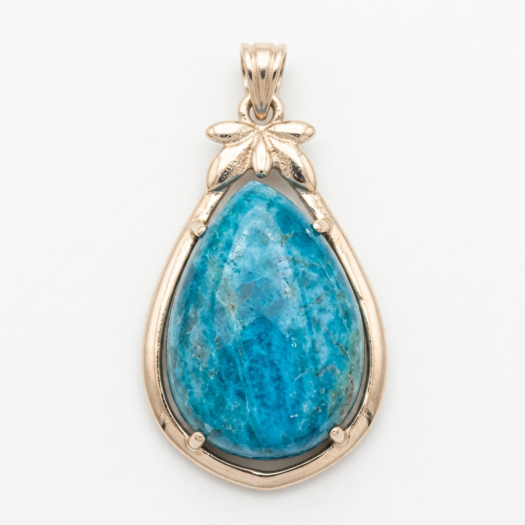 Dettaglio del ciondolo in apatite e rame