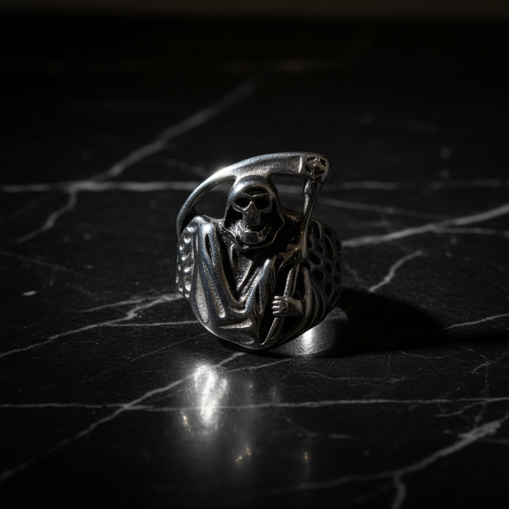 Anello Santa Muerte - Marmo nero