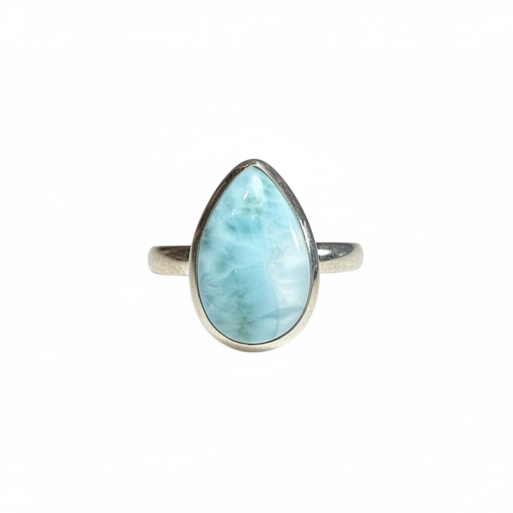 Anello Statement in Argento con Larimar Naturale - sfondo bianco