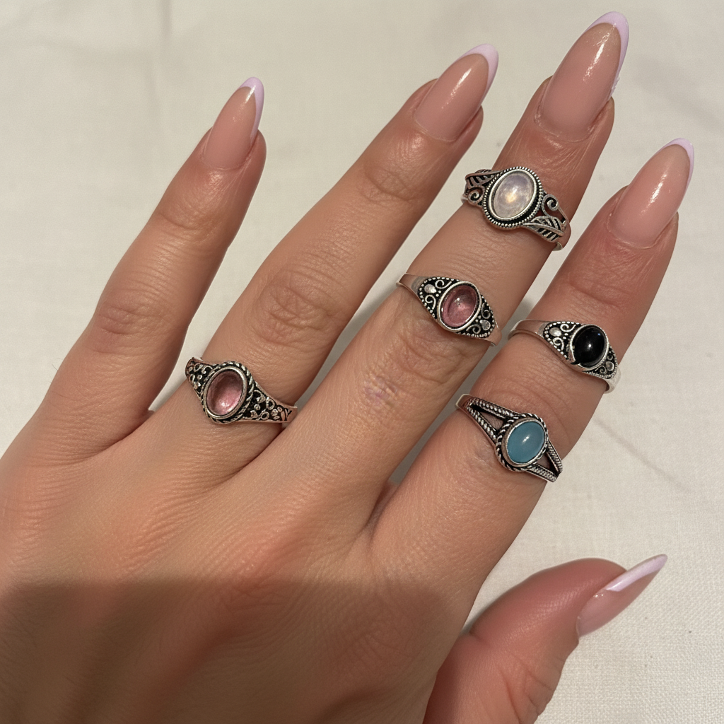 Anello Argento Anticato - tutti i colori indossati
